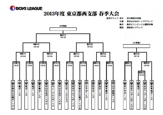 2013年度　東京都西支部　春季大会トーナメント